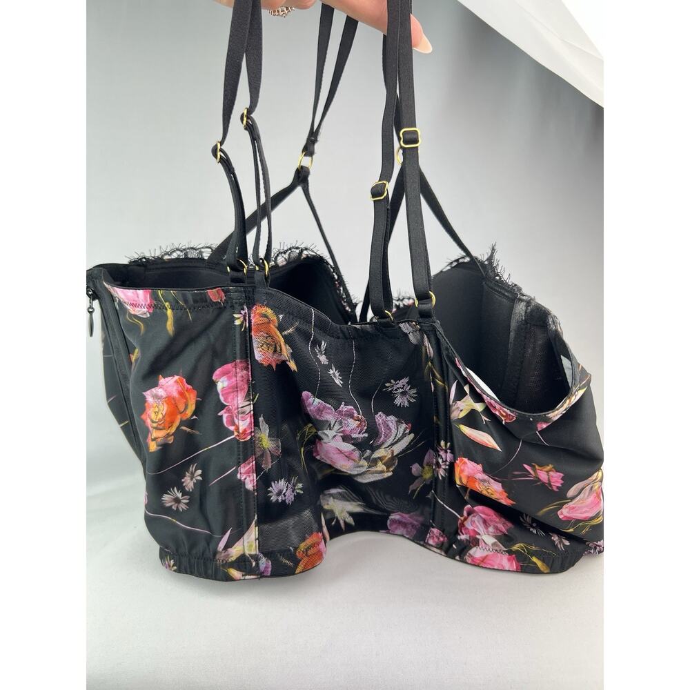 VS Very Sexy Floral Lace Satin Strappy Bustier Top 38D NWT Victorias Secret - Picture 5 of 8